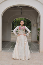 Lorenvalley Fashion White Roman Silk with Attractive Gota-Patti Lace Lehenga Choli | Grocsy