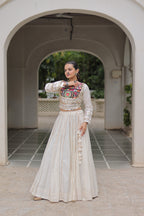 Lorenvalley Fashion White Roman Silk with Attractive Gota-Patti Lace Lehenga Choli | Grocsy