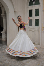 Lorenvalley Fashion White Roman Silk with Attractive Gota-Patti Lace Lehenga Choli | Grocsy