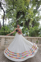 Lorenvalley Fashion White Roman Silk with Attractive Gota-Patti Lace Lehenga Choli | Grocsy