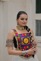 Lorenvalley Fashion White Roman Silk with Attractive Gota-Patti Lace Lehenga Choli | Grocsy