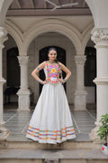 Lorenvalley Fashion White Roman Silk with Attractive Gota-Patti Lace Lehenga Choli | Grocsy