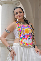 Lorenvalley Fashion White Roman Silk with Attractive Gota-Patti Lace Lehenga Choli | Grocsy