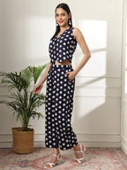 Yufta Blue Cotton Polka Top | Grocsy