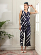Yufta Blue Cotton Polka Top | Grocsy