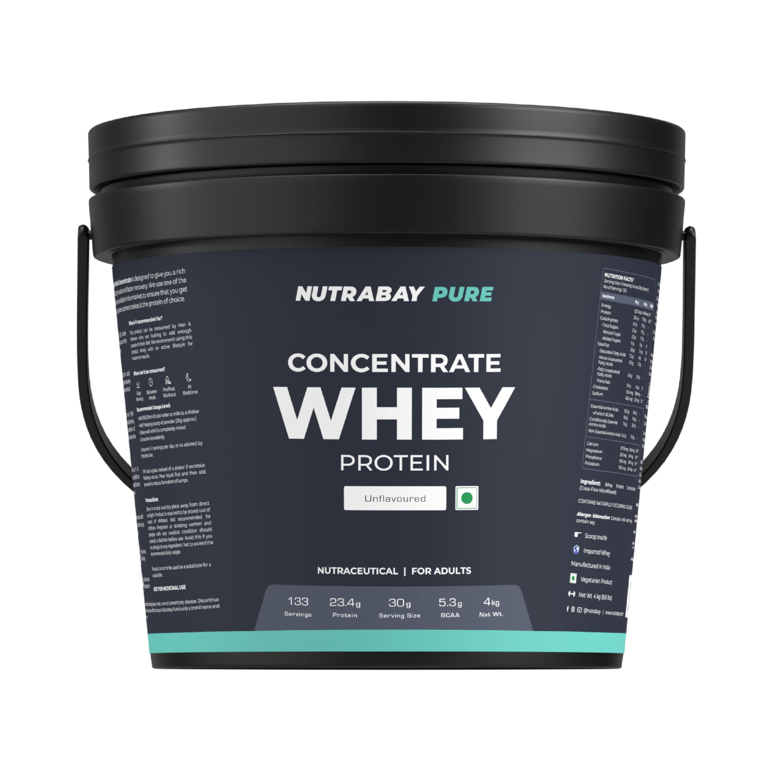 Nutrabay Concentrate Whey Protein Powder – Unflavoured | Grocsy
