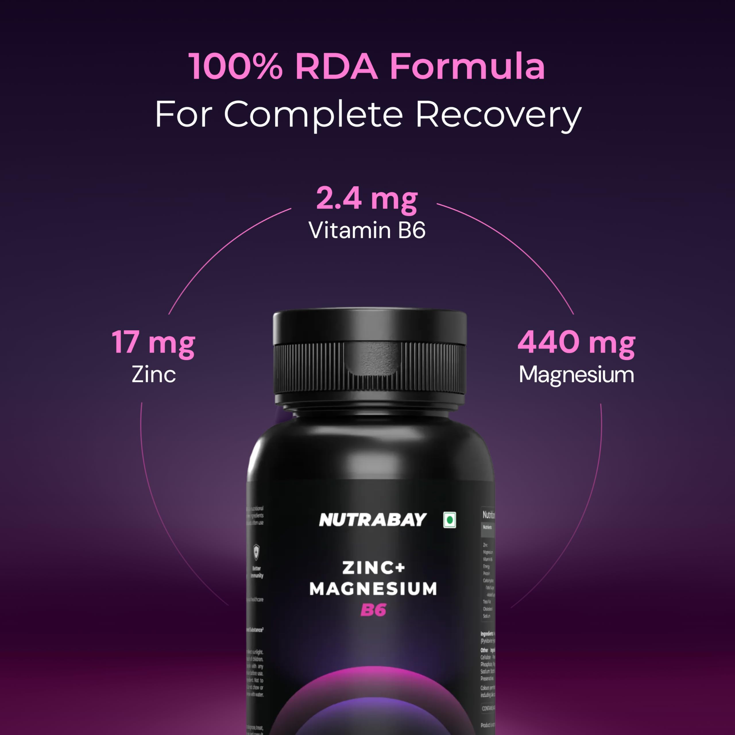 Nutrabay Zinc+ Magnesium B6 - 60 Tablets | Grocsy