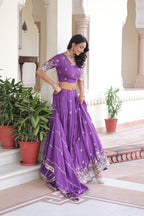 Lorenvalley Fashion Purple Vichitra Silk With Sequins & Zari Multi Embroidered work Lehenga Choli with Dupatta | Grocsy