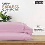 Ambra Linens Ultra Soft Pillow Protectors 300TC Set of 2 Breathable Pillow Covers-Pink | Grocsy