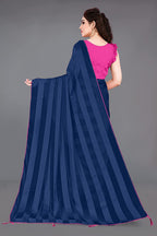 Mirchi Fashion Women'S Georgette Shiny Satin Stripes Laining Pattern Saree | Grocsy