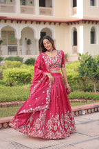 Lorenvalley Fashion Pink Gold Crush With Sequins Zari And Coding Embroidered Work Lehenga Choli With Dupatta | Grocsy