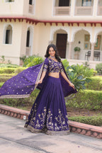 Lorenvalley Fashion Purple NC Vichitra Silk Sequins & Zari Embroidered Work Lehenga Choli with Dupatta | Grocsy