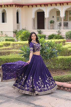 Lorenvalley Fashion Purple NC Vichitra Silk Sequins & Zari Embroidered Work Lehenga Choli with Dupatta | Grocsy