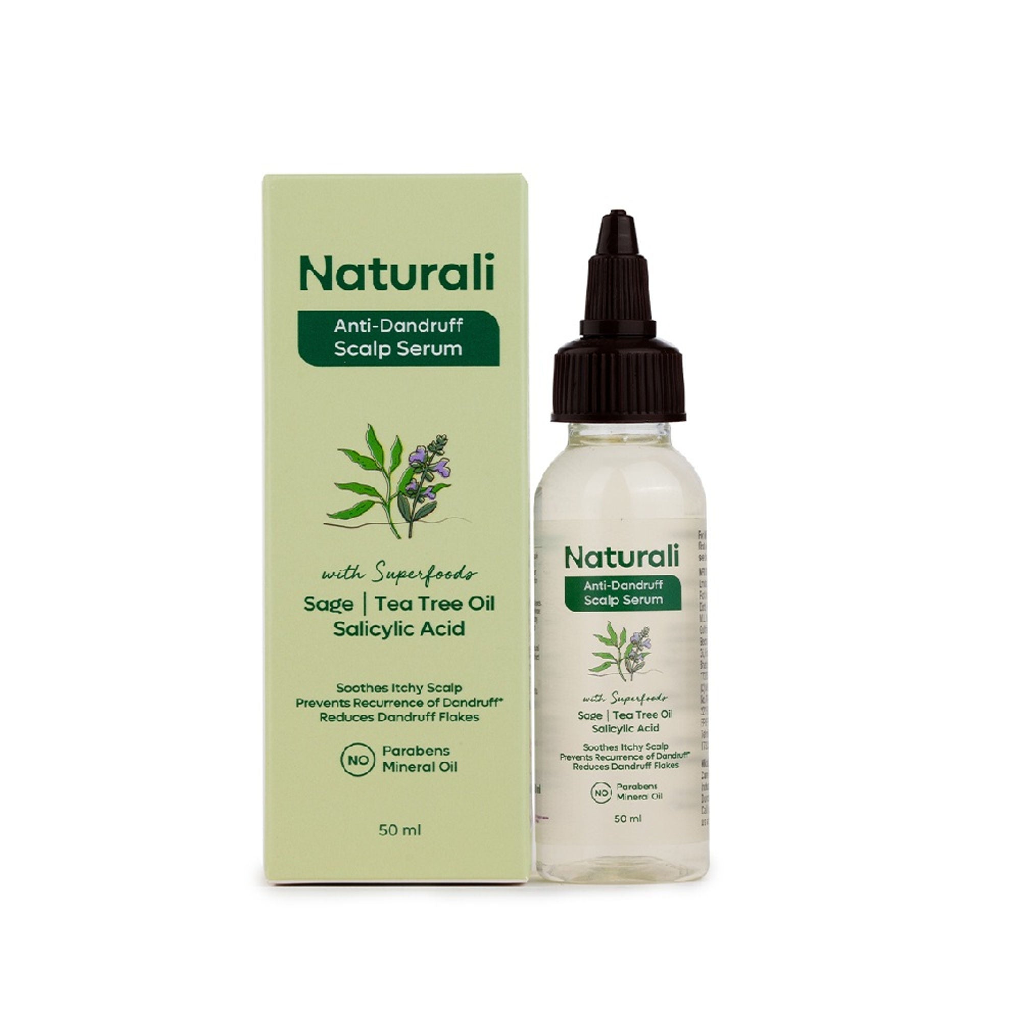 Naturali Anti-Dandruff Scalp Serum with Sage,Tea Tree Oil & Salicylic Acid | Grocsy