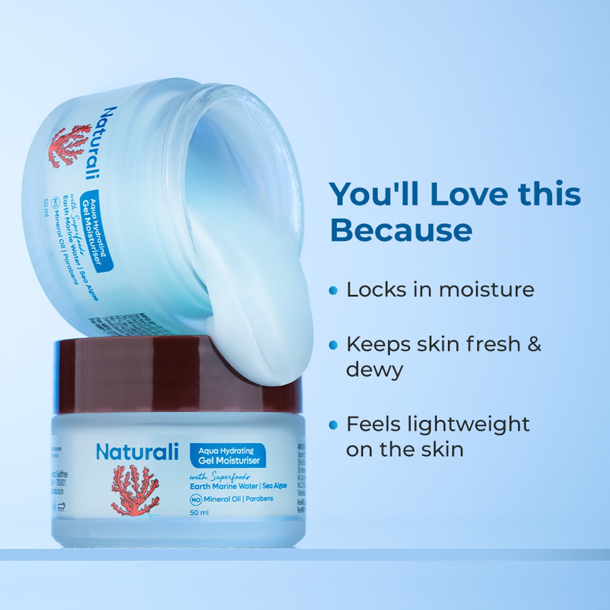 Naturali Aqua Hydrating Gel Moisturiser with Superfoods Earth Marine Water & Sea Algae | Grocsy