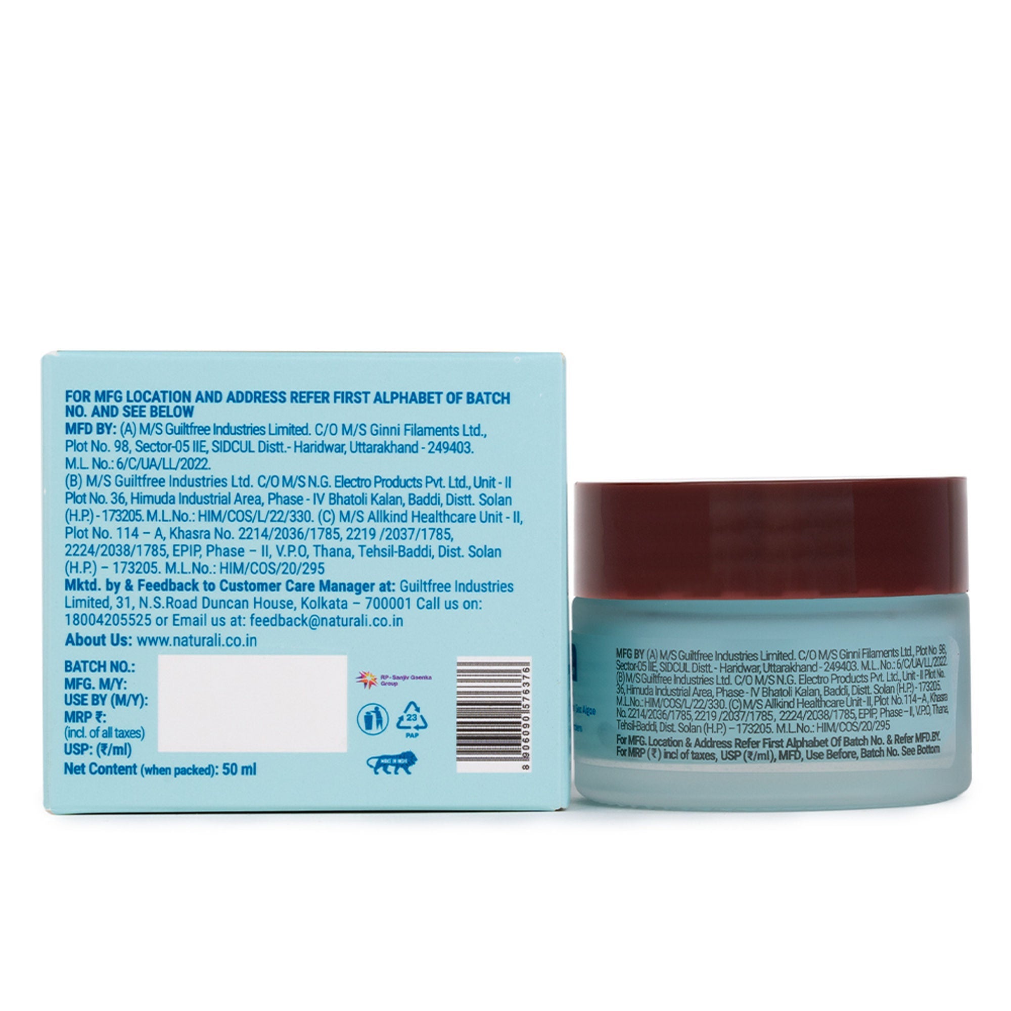 Naturali Aqua Hydrating Gel Moisturiser with Superfoods Earth Marine Water & Sea Algae | Grocsy