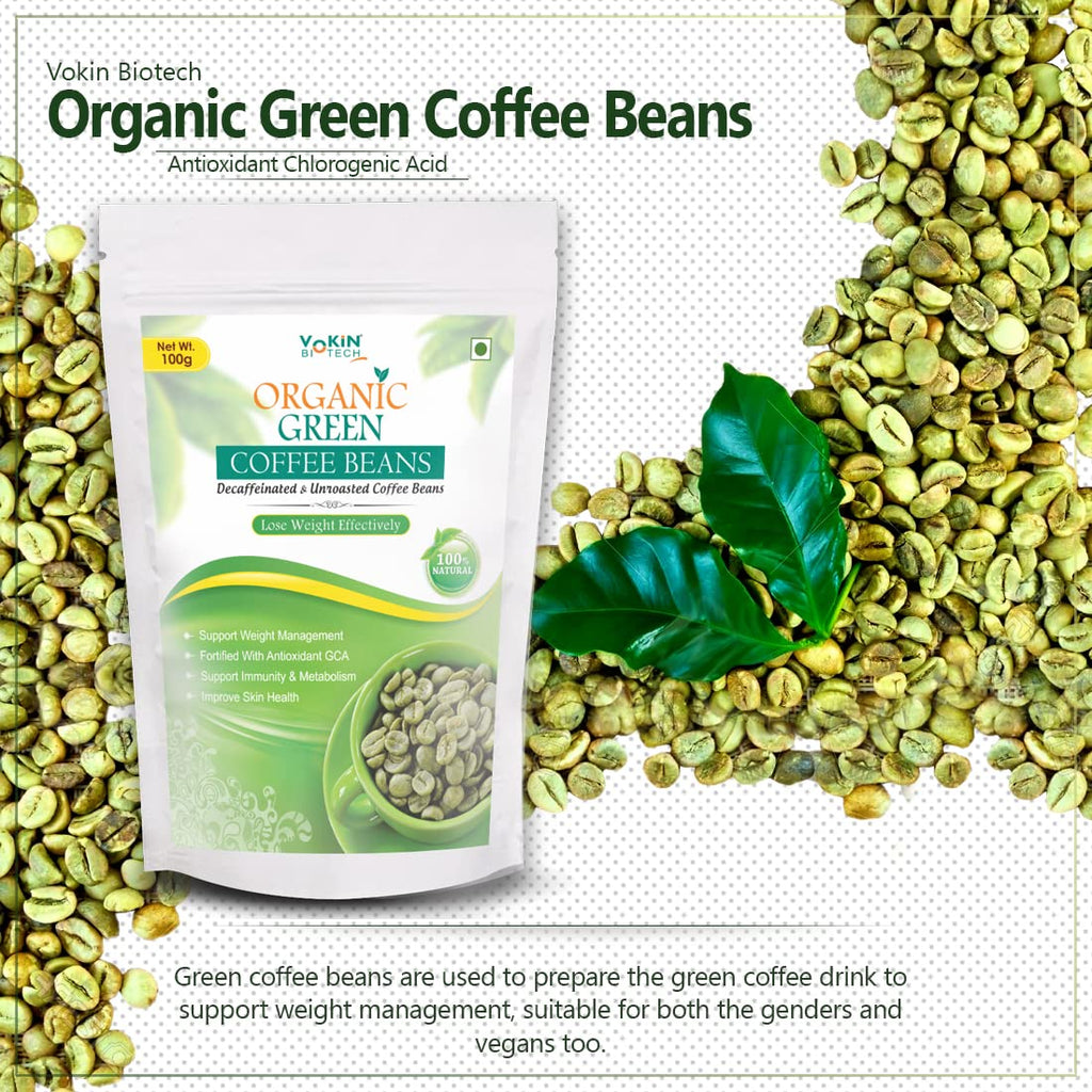 Vokin Biotech Organic Green Coffee Beans Decaffeinated & Unroasted Arabica Coffee For Weight Management | Grocsy