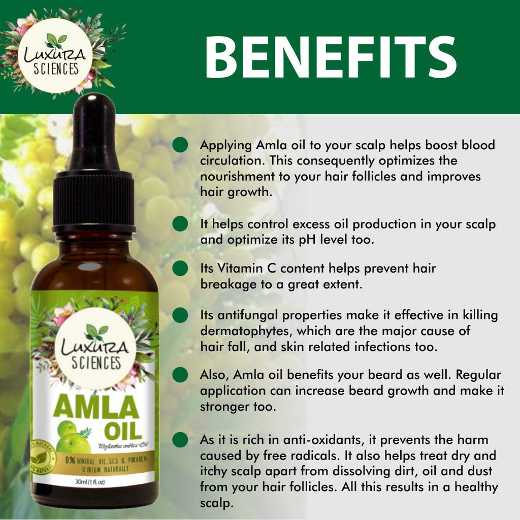 Luxura Sciences Organic Amla Oil for Hair Growth | Grocsy