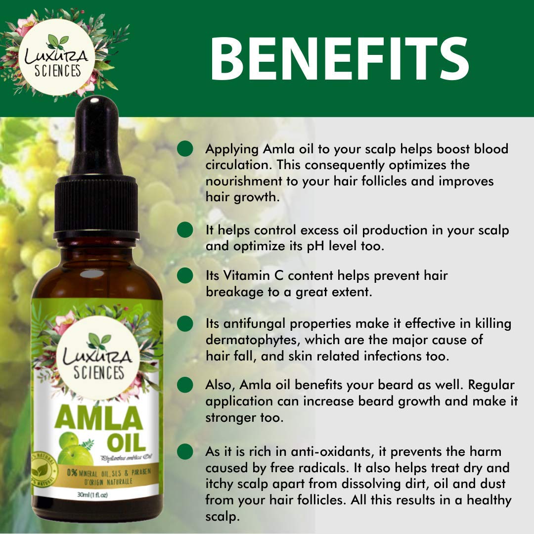 Luxura Sciences Organic Amla Oil for Hair Growth | Grocsy