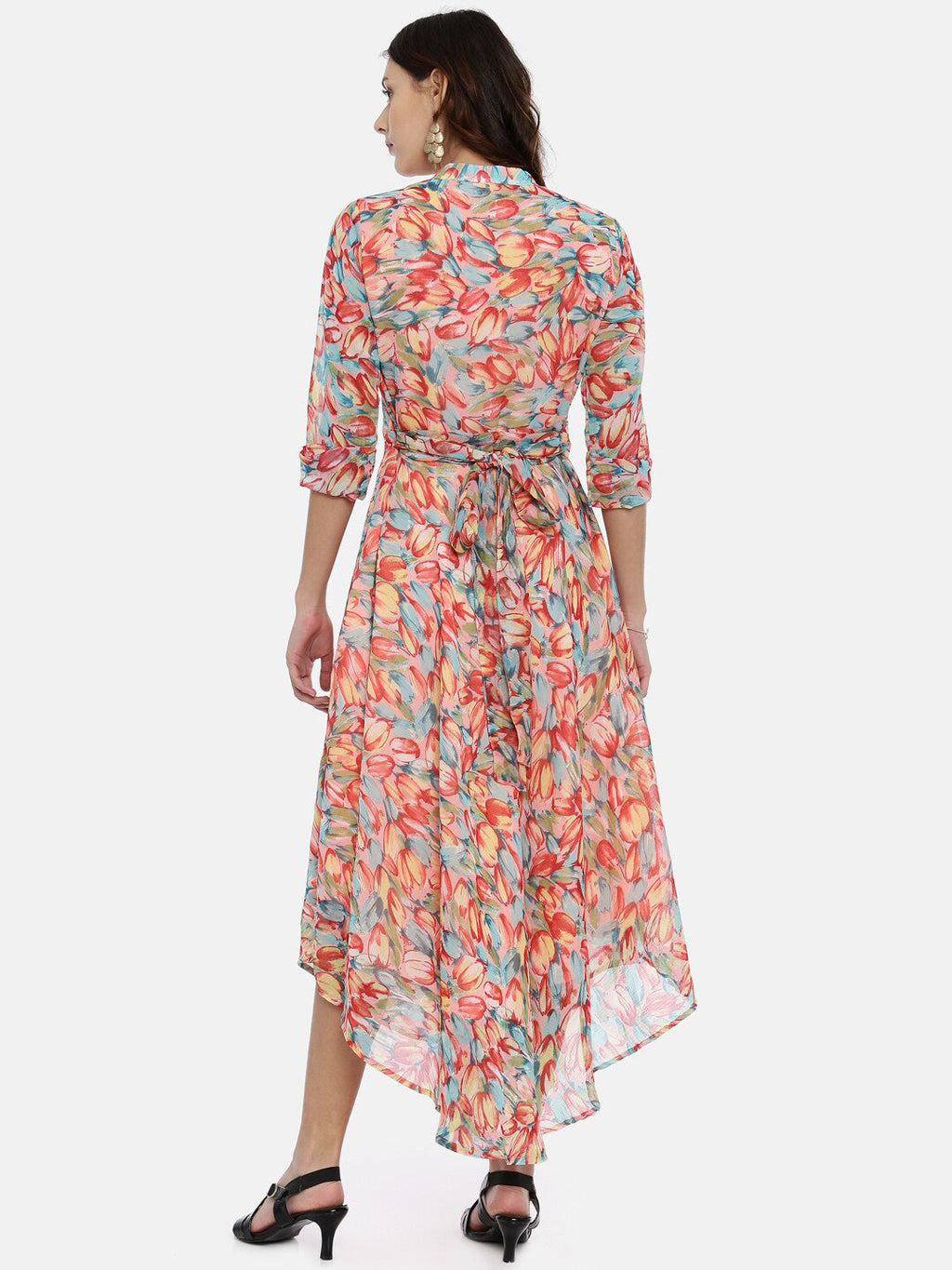 Souchii Floral Chiffon Midi Dress | Grocsy
