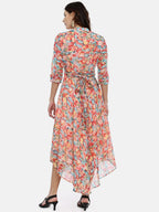 Souchii Floral Chiffon Midi Dress | Grocsy