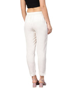 Juniper Women Ivory Rayon Flex Solid Slim Fit Pant/Slim Pant | Grocsy