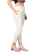 Juniper Women Ivory Rayon Flex Solid Slim Fit Pant/Slim Pant | Grocsy