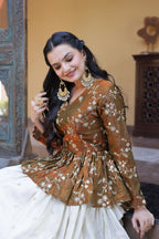 Lorenvalley Fashion Offwhite Cosmos Fabrics with Sequins & Zari Embroidered With Mirror Lace Work Lehenga Choli | Grocsy