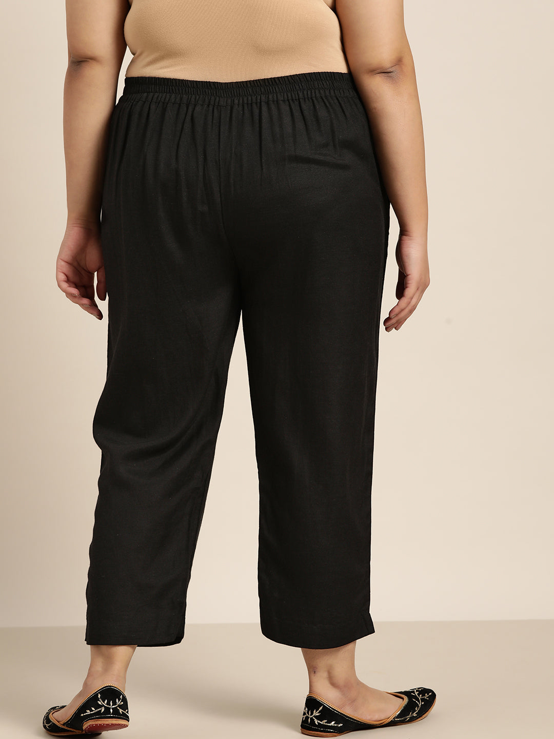 Juniper Women Black Rayon Flex Solid Slim Fit Pant/Slim Pant | Grocsy