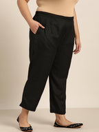 Juniper Women Black Rayon Flex Solid Slim Fit Pant/Slim Pant | Grocsy
