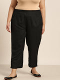 Juniper Women Black Rayon Flex Solid Slim Fit Pant/Slim Pant | Grocsy