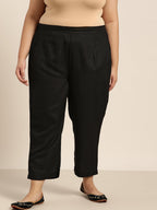 Juniper Women Black Rayon Flex Solid Slim Fit Pant/Slim Pant | Grocsy