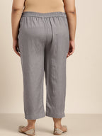 Juniper Women Grey Rayon Flex Solid Slim Fit Pant/Slim Pant | Grocsy