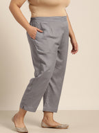 Juniper Women Grey Rayon Flex Solid Slim Fit Pant/Slim Pant | Grocsy