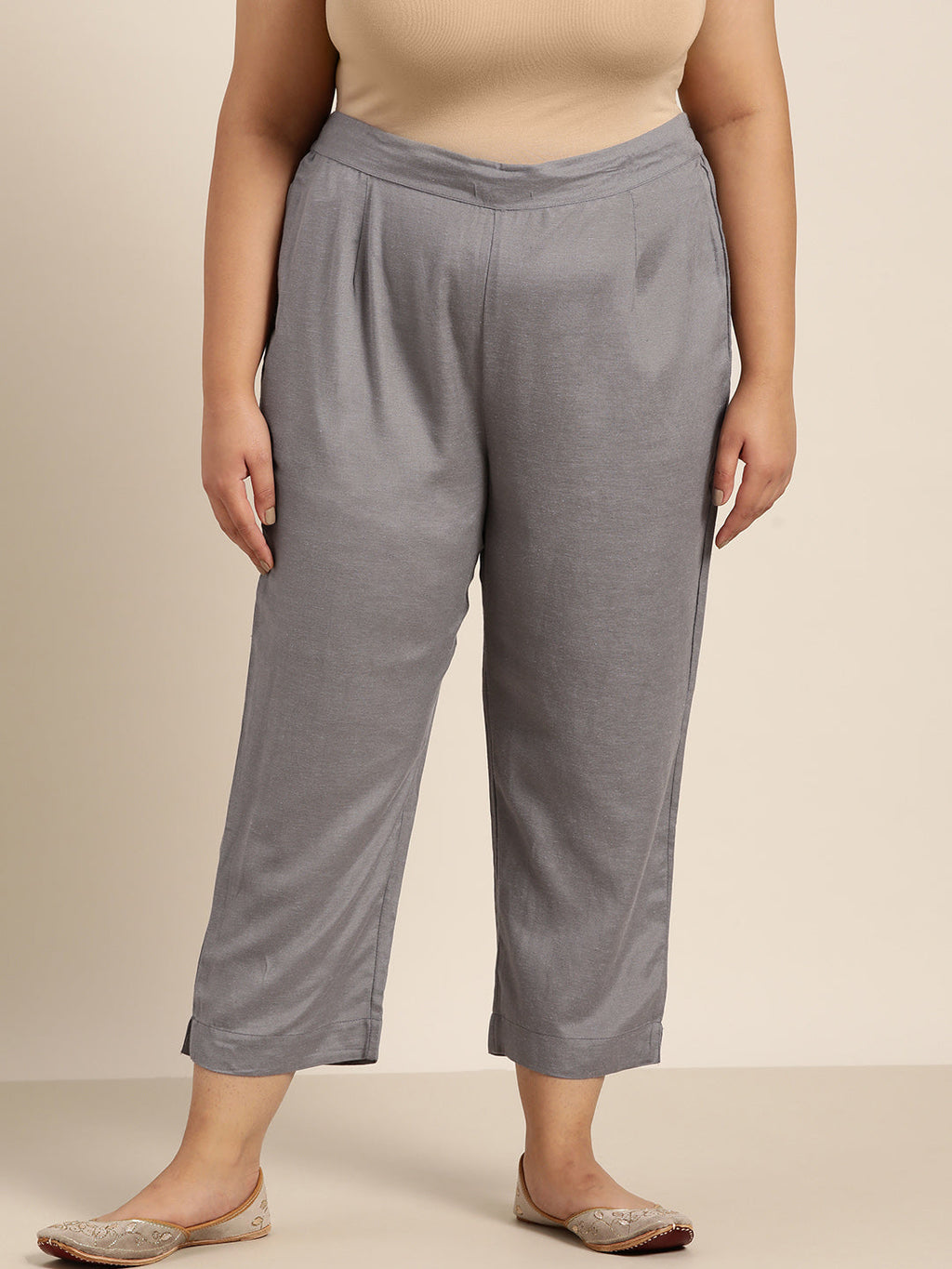 Juniper Women Grey Rayon Flex Solid Slim Fit Pant/Slim Pant | Grocsy