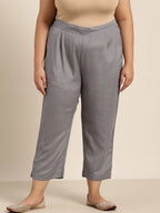 Juniper Women Grey Rayon Flex Solid Slim Fit Pant/Slim Pant | Grocsy