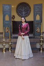 Lorenvalley Fashion Offwhite Cosmos Fabrics with Sequins & Zari Embroidered With Mirror Lace Work Lehenga Choli | Grocsy