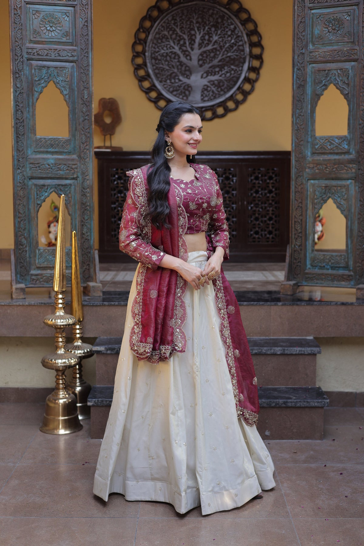 Lorenvalley Fashion Magenta Cosmos Fabrics with Zari & Sequins Embroidered work Lehenga Choli with Dupatta | Grocsy