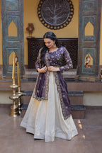Lorenvalley Fashion Purple Cosmos Fabrics with Zari & Sequins Embroidered work Lehenga Choli with Dupatta | Grocsy