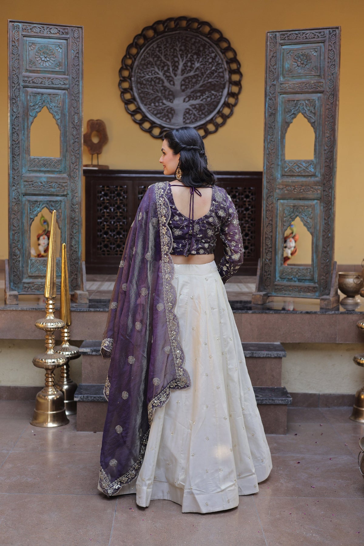Lorenvalley Fashion Purple Cosmos Fabrics with Zari & Sequins Embroidered work Lehenga Choli with Dupatta | Grocsy