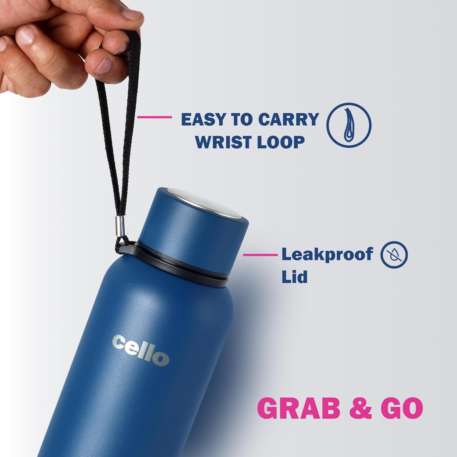 CELLO Duro Kent Insulated Stainless Steel Flask Water Bottle for Daily Use 750 ml, Dark Blue | Grocsy