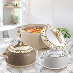 Nayasa Casserole Insulated Serving Tureen Hot Pot Thermoware with Inner Stainless Steel (Beige, 1PC (1500ml))(SH) | Grocsy