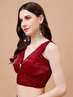 Tikhi Imli V-Neck Organza Saree Blouse | Grocsy