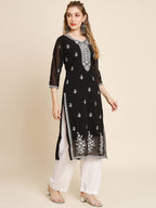 HERE&NOW Ethnic Motifs Embroidered Sequined Georgette Kurta | Grocsy