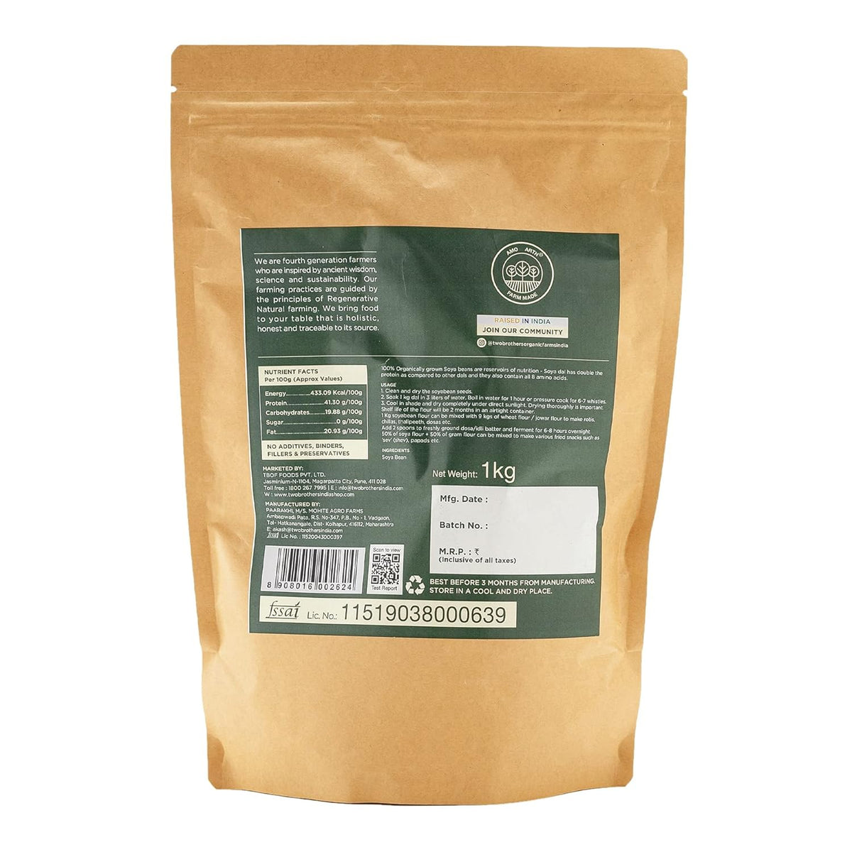 Two Brothers Organic Farm Whole Soya Beans | Grocsy