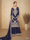 Anaita Navy Blue Chiffon Palazzo Suit With Coding Dori & Sequence Work | Grocsy