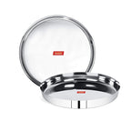 Sumeet 22 Gauge Stainless Steel Traditional Dinner Plate/Thali 30.7Cm (2.5Ltr) - set of 2pc | Grocsy