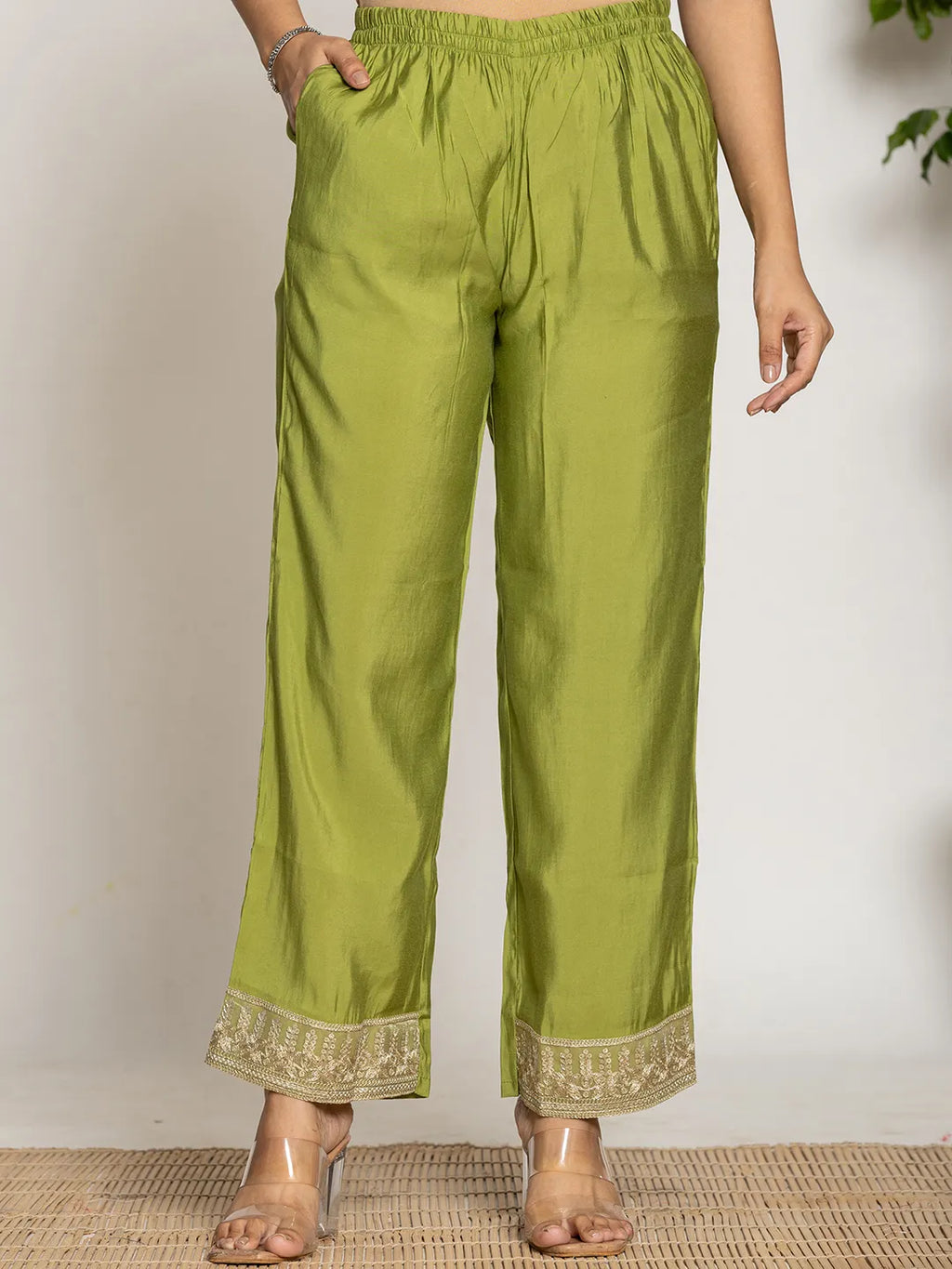 Yufta Green Silk Suit Set | Grocsy