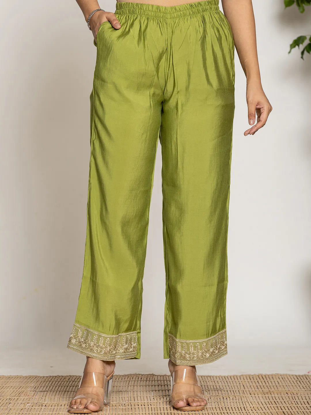 Yufta Green Silk Suit Set | Grocsy