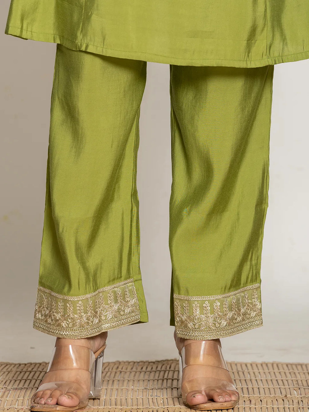 Yufta Green Silk Suit Set | Grocsy